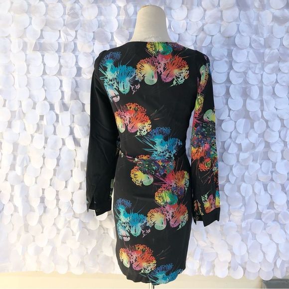 Vintage Yumi Kim 100% Silk Black floral print Mini dress, Small Party Cocktail - Picture 2 of 12
